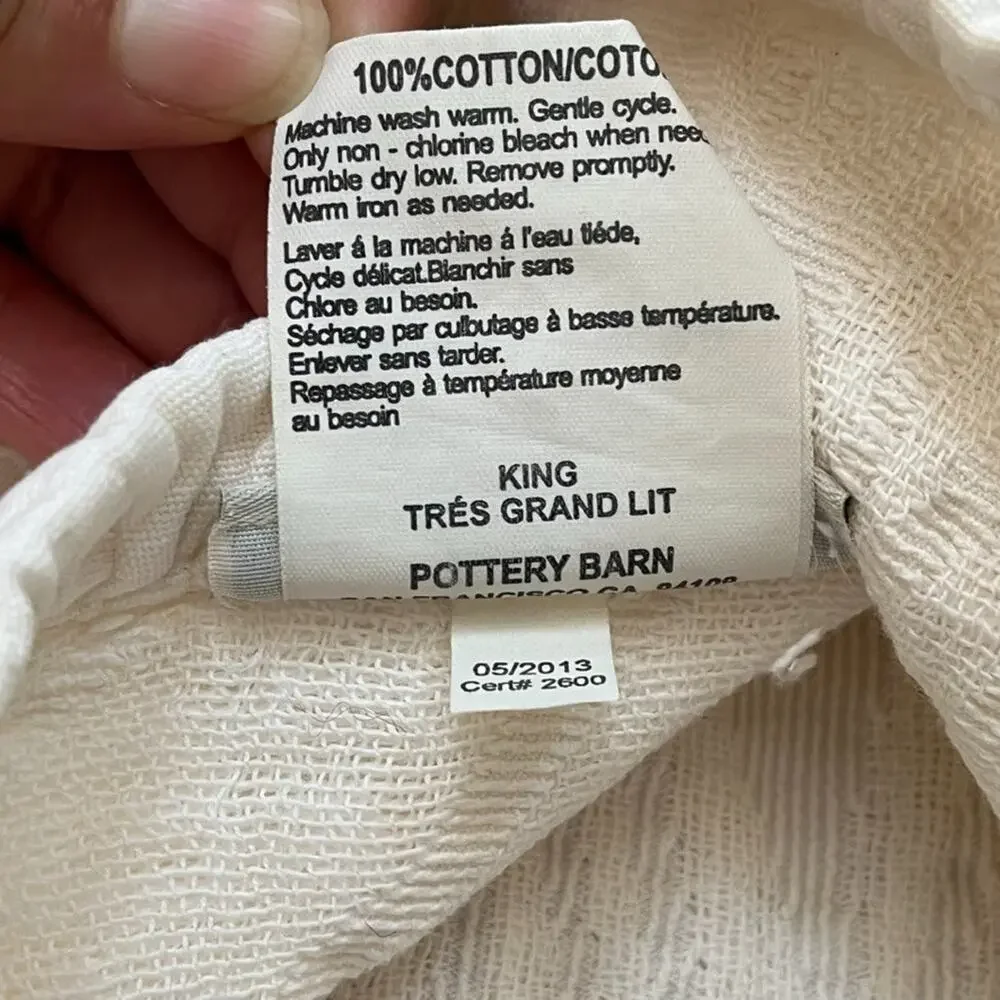 Pottery Barn Matelasse Euro & King Pillow Sham Cotton Ivory Textured